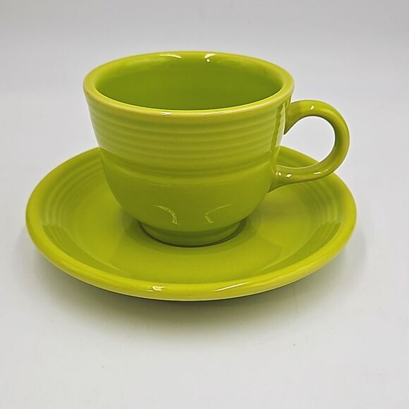 Homer Laughlin HLC Fiestaware Teacup and Saucer - Bright Green - Picture 1 of 10